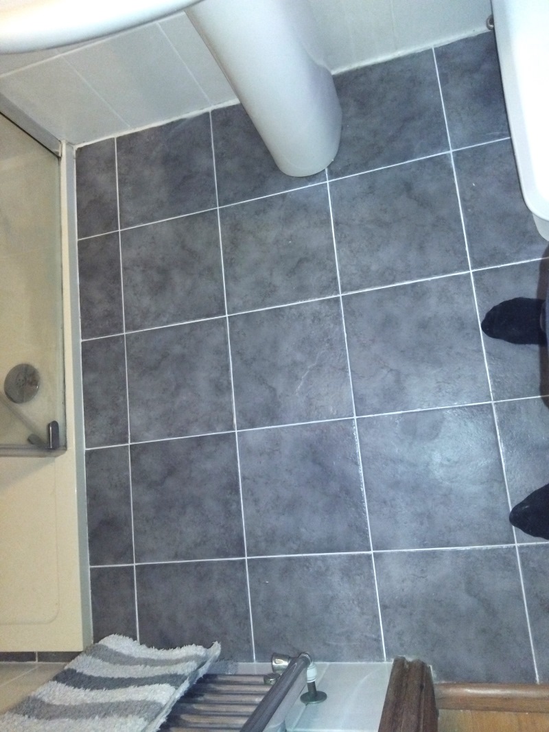 Dirty Porcelain Tiled Shower Room Floor After Grout Colouring Leominster